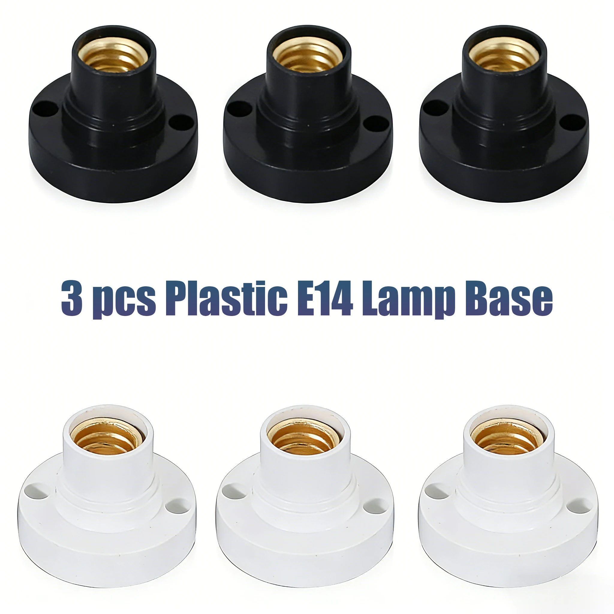 

3pcs E14 Plastic Lamp Base with Screw Lamp Round Light Bulb Socket Holder For DIY Lighting Fixture Modification Black White Base