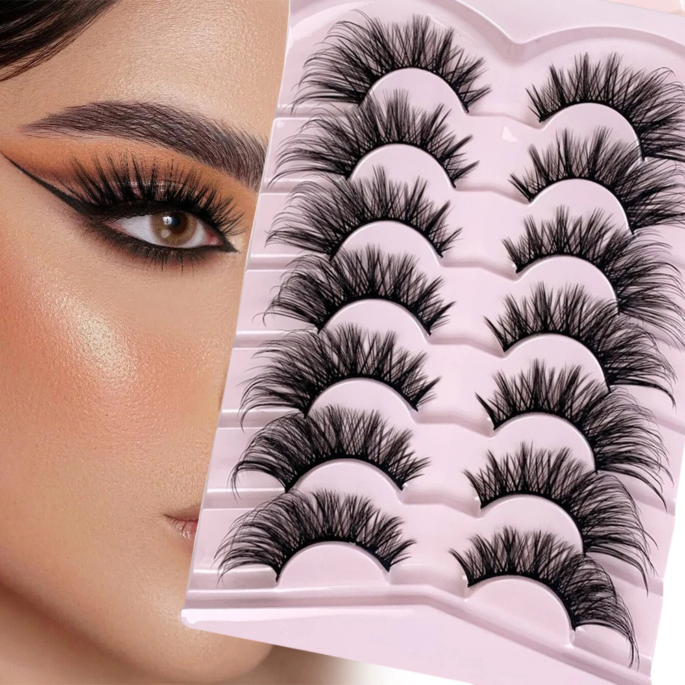 مجموعة جديدة من رموش المانجو ذات الجذع الأسود الرموش الصناعية مكونة من 7 أزواج مع ذيل ممتد لمرحلة المكياج اليومي رموش صناعية