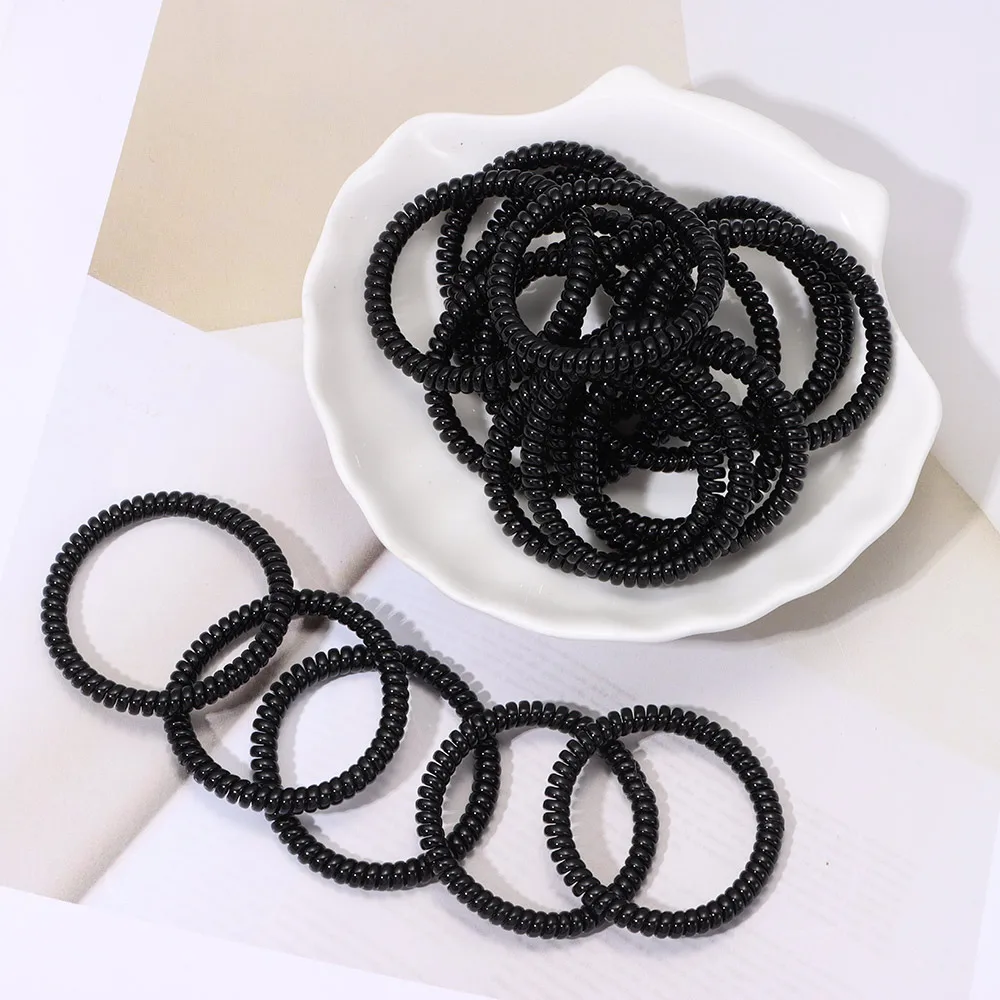 

20pcs Super Thin Elastic Hair Ropes Girl Rubber Telephone Wire Style Hair Ties Plastic Ropes Ponytail Holder Hair Accessories