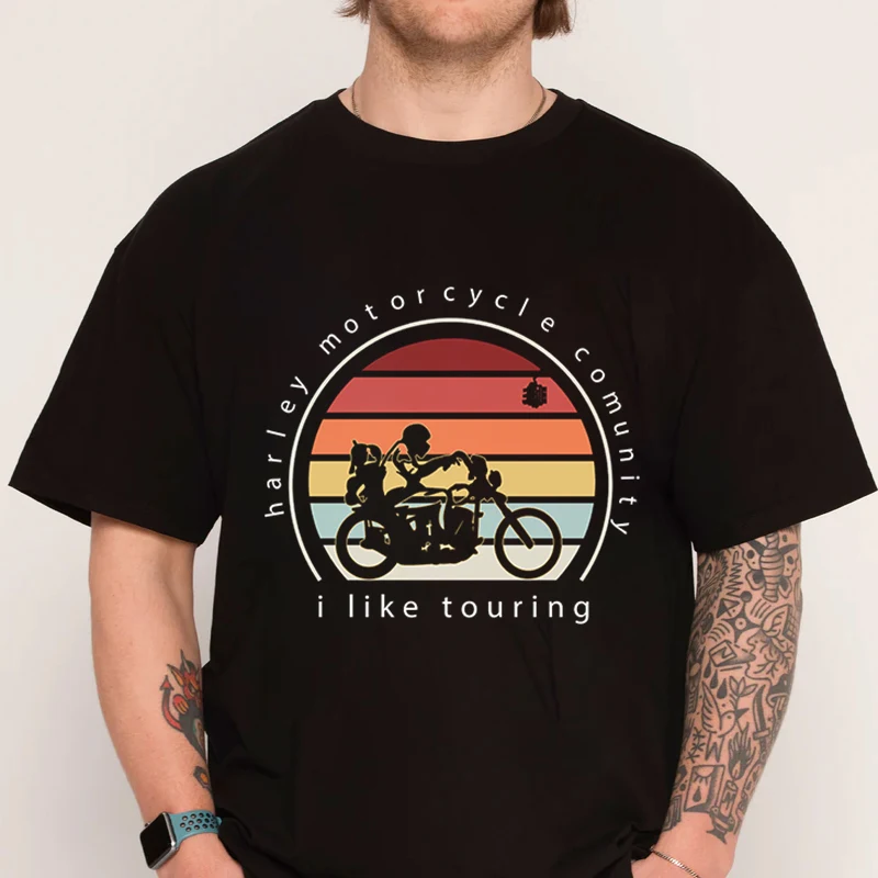 

Футболка Harley Motorcycle Community, 100% хлопок, футболка с круглым вырезом, повседневная мужская футболка с коротким рукавом, футболки