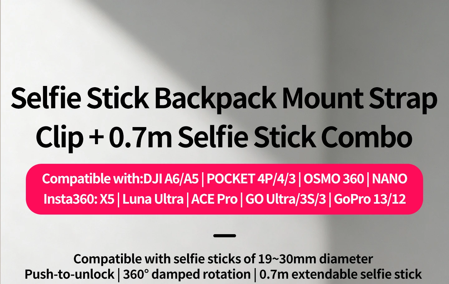 Kamera-Selfie-Stick-Clip für Rucksack-Schultergurt – Schnellverschluss-Halterung für Insta360 GoPro DJI Action – Freihändige Fotografie – Detail 1