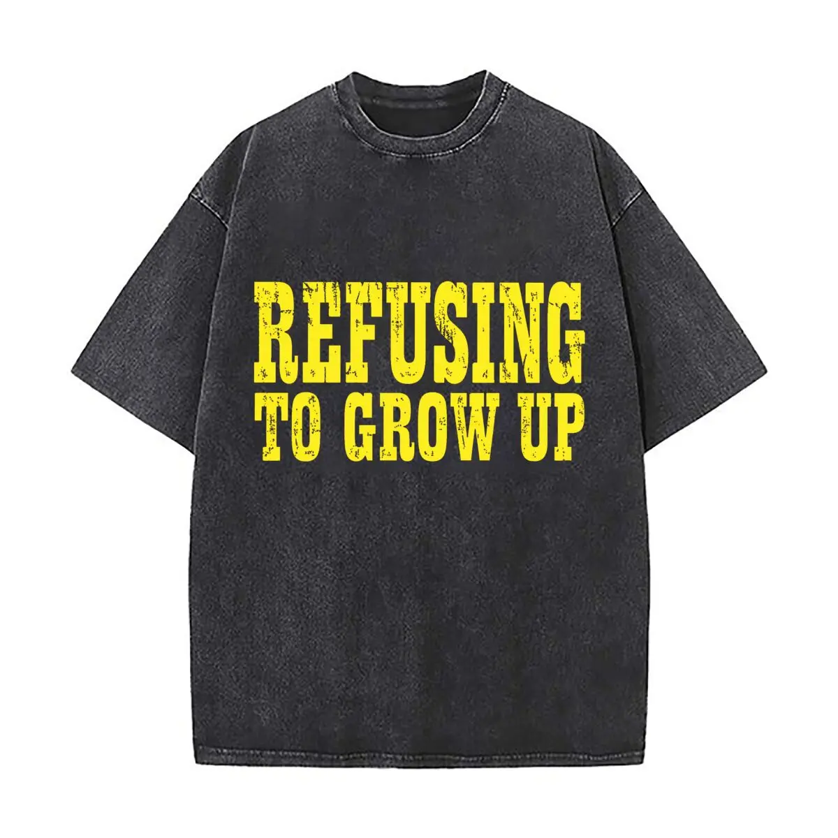Refusing To Grow Up Distressed Faded Baggy Streetwear Tops for Park Hangouts