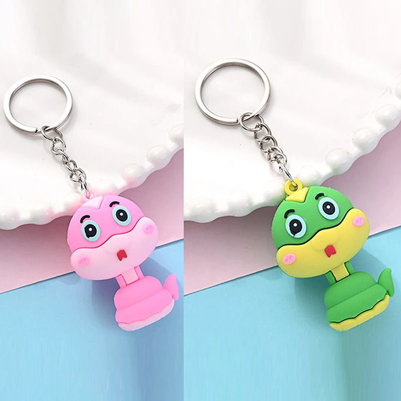 Creative Cute Snake Pendant Keychain Cartoon Zodiac Snake Year Lucky Charms Backpack Hanging Decoration Car Ornament Key Ring