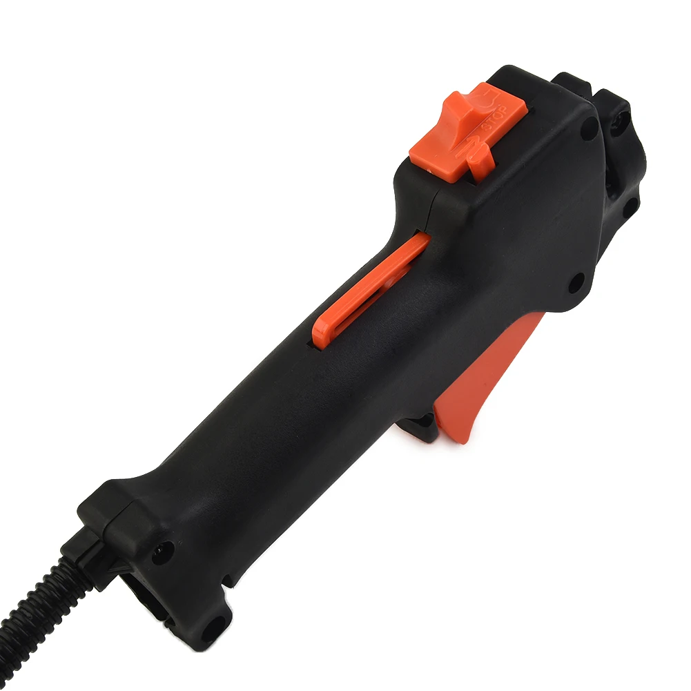 Throttle cable handle with trigger on off kill switch and wiring for multi tool brush cutters featuring 26mm pipe diameter clamp