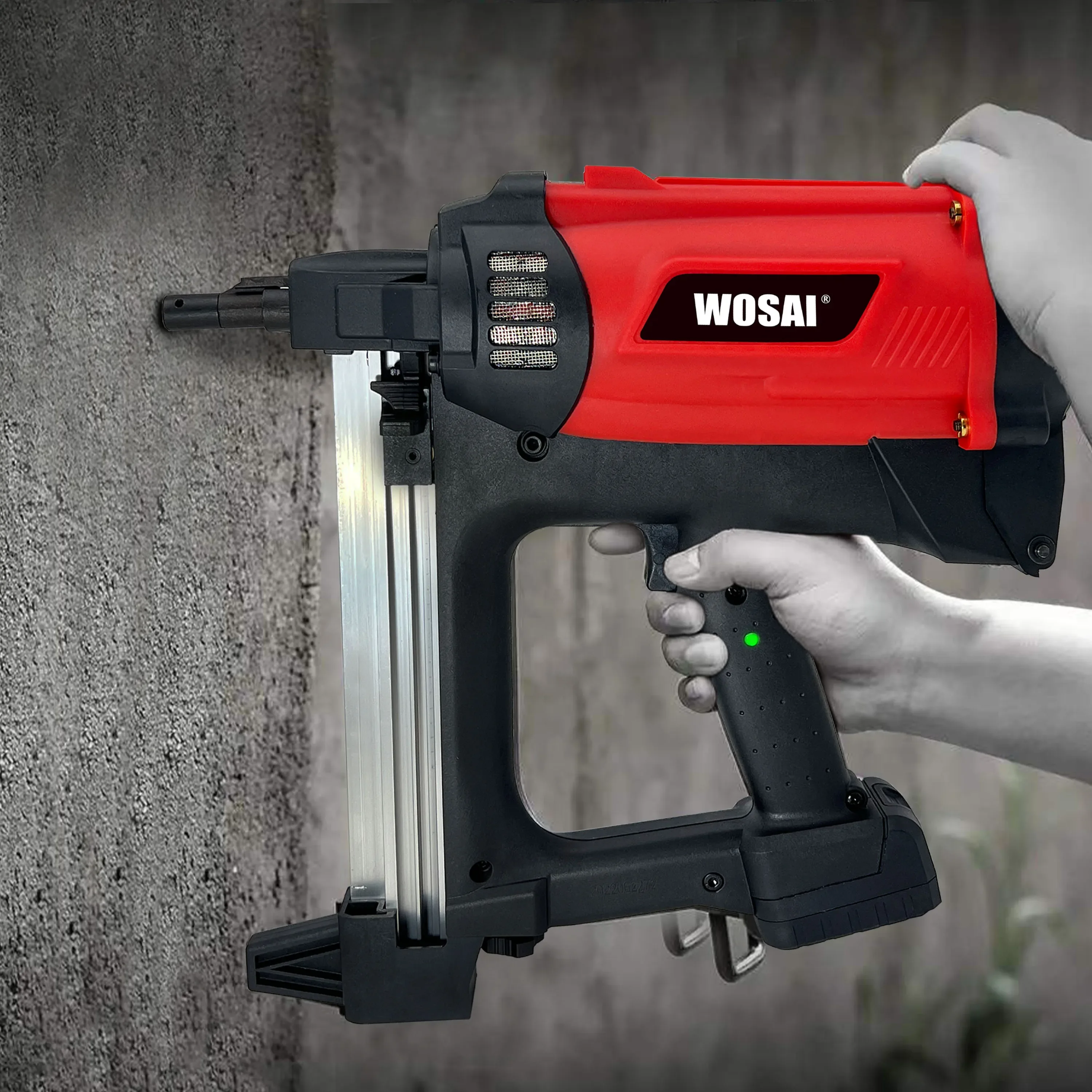 7.4V Cordless WOSAI gas nail Plumber's special gun Concrete Electric Nailer Cement wall steel nail gun