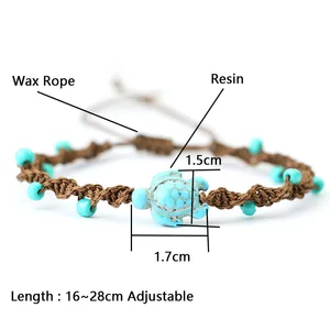 Unisex -Böhmen -Armband Seil, einstellbares Schildkrötenarmband, Sommerstrandschmuck, 4 -mm -Perlenreis, Brandung 8 Hauptverkaufsschildkrötenarmband - №3