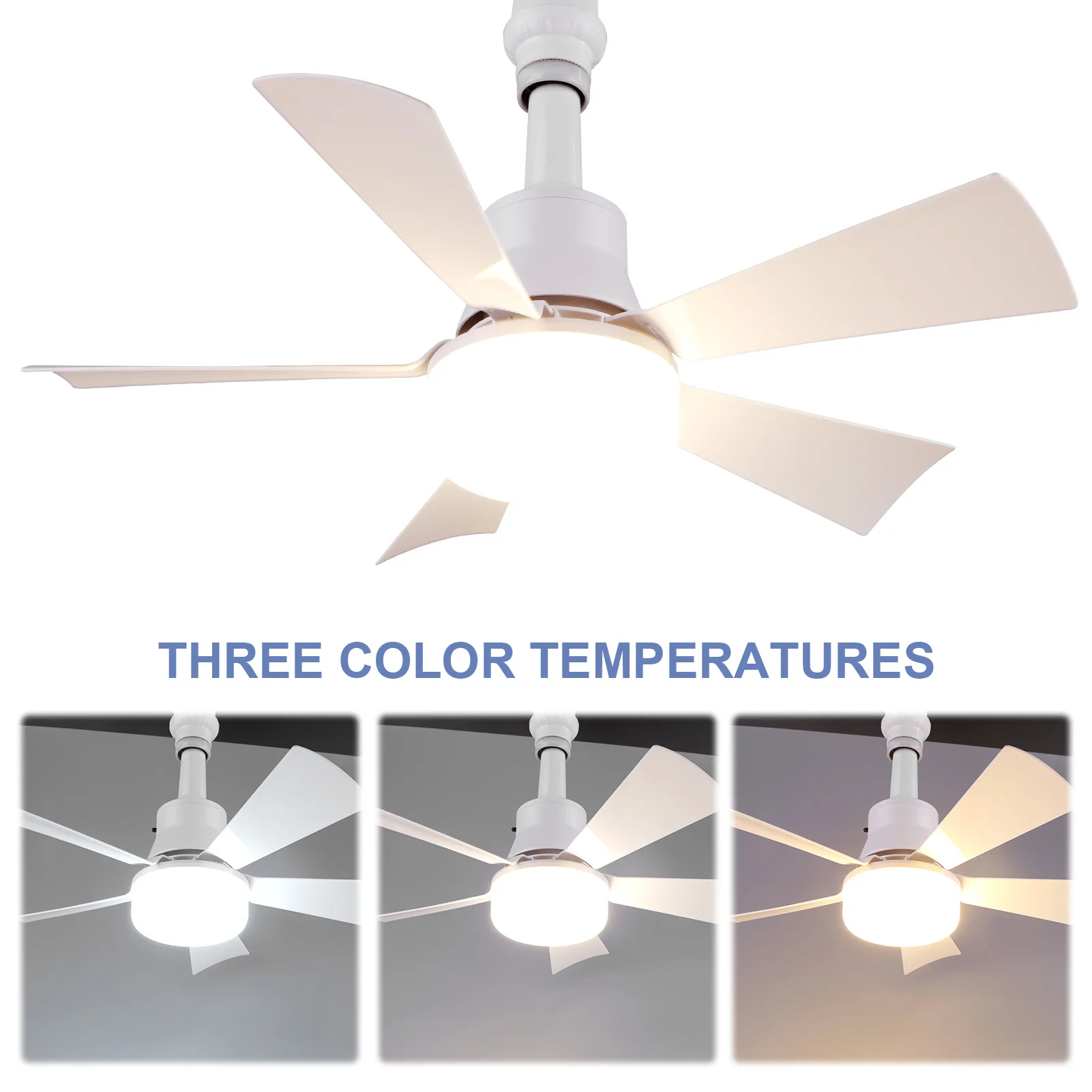 Ceiling Fan with Light Ceiling Fan Light Remote Control LED Light Fan 3 Light Colors Socket Fan Light Low Noise for Dining Room