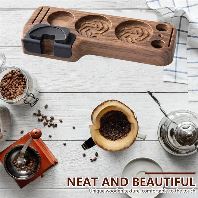 A005-유니버설 커피 포타필터 스탠드 베이스 에스프레소 탬핑 스테이션 우든 홀더 51/53/54/58mm용