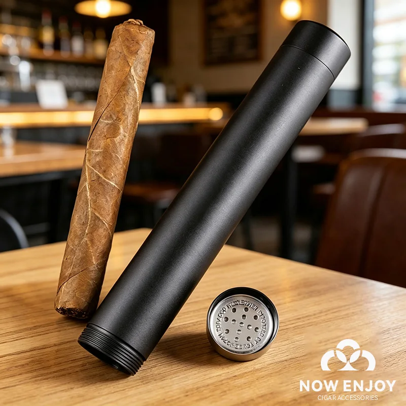 NOW ENJOY 1PC Black Cigar Moisture Retaining Tube Storage Cigar moisture-retaining tubef Cigar Case   Smoking Accessories