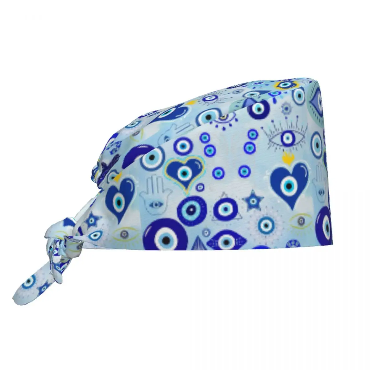 

Custom Greek Blue Glass Evil Eye Medical Staff Scrubs Hat Unisex Nazar For Chef Hat Scrub Caps