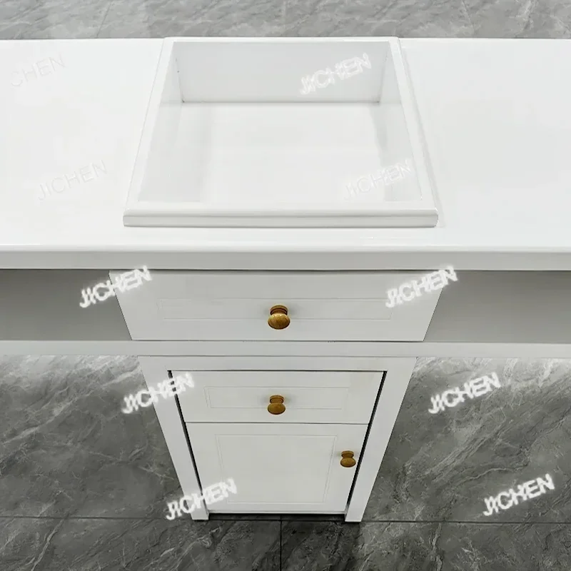 

XJTC ZQ Professional Premium Nail Table With Dust Collector Modern French Elegant Nail Table Glam Luxury Table Onglerie Salon Fu