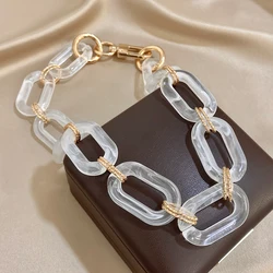 Flashbuy New Chunky Transparent Resin Thick Chain Necklace for Women Fashion Environmentally Resin Choker Necklace Jewelry