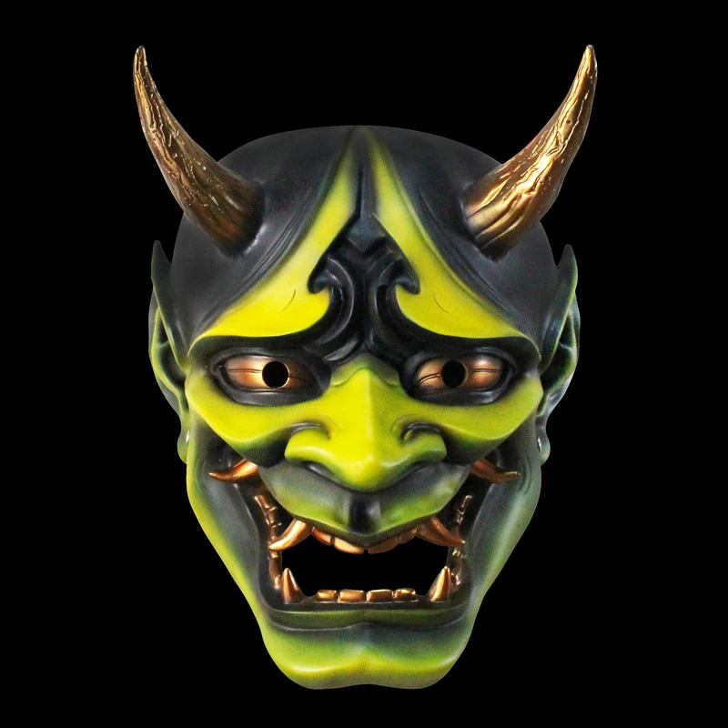 Halloween Japanese Color Bonjour Noh Kabuki Demon Mask Hundred Ghosts Night Out Resin Ghost Samurai Props Prom Party Mask