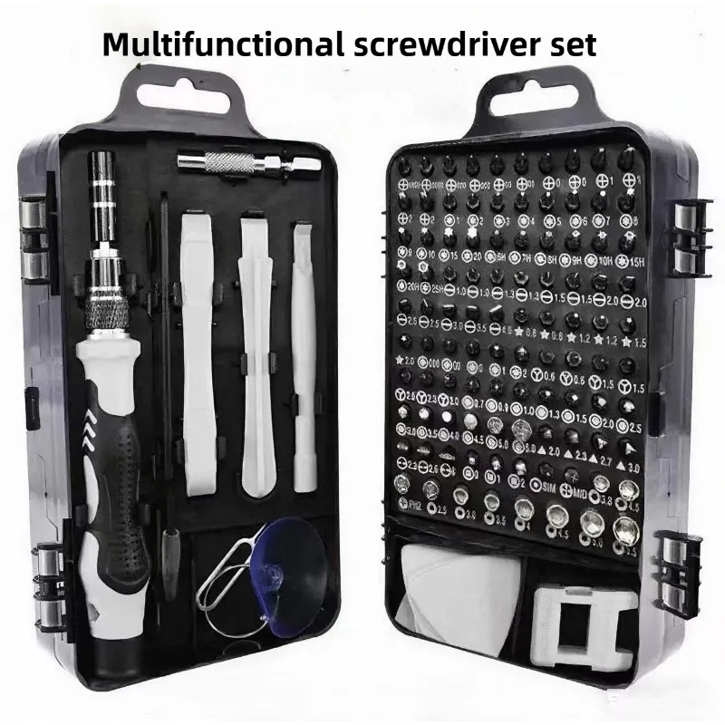 Best-selling computer and mobile phone disassembly kit with screwdriver tools set. Multi-functional 115-in-one screwdriver set.