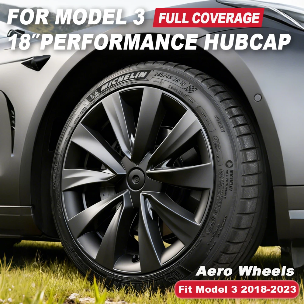 

YIKUN 4PCS Wheel Cover 18 Inch for Tesla Model 3 HubCap Performance Aero Wheels 2018-2023 Full Rim Car Accessories Full Rim 2022