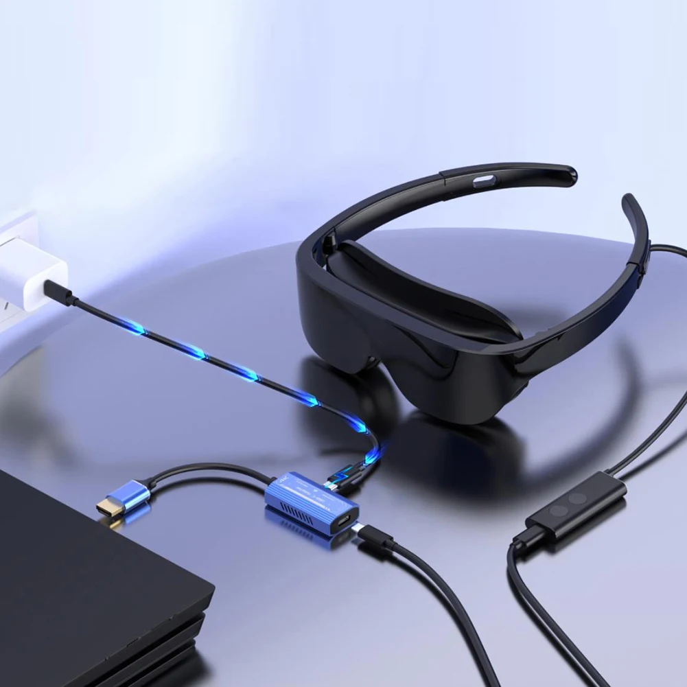 Convertidor compatible con HDMI tipo C (4K @ 60Hz) PD100W y transferencia de datos para gafas AR XREAL/Rokid Air para interruptor/Steam Deck/ROG Ally