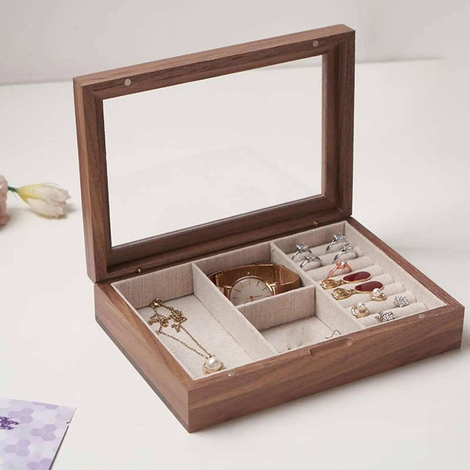 Jewelry Box Jewelry Storage Organizer Organization Watch Ring Tray Wooden Jewelry Display Case Jewelry Storage for Bracelets