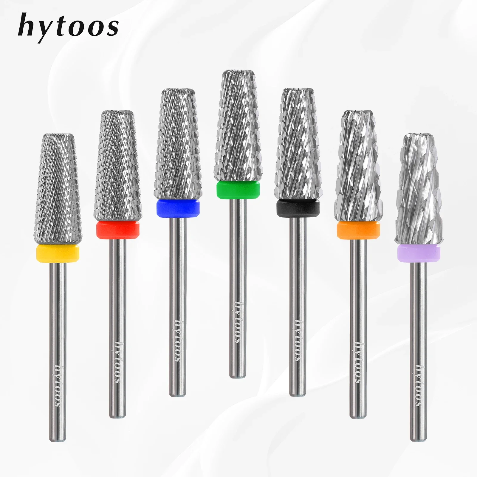 HYTOOS-Foret à ongles conique 5 en 1, dents croisées, mèches en carbure, enlever le gel, lime électrique, machine, accessoires de manucure