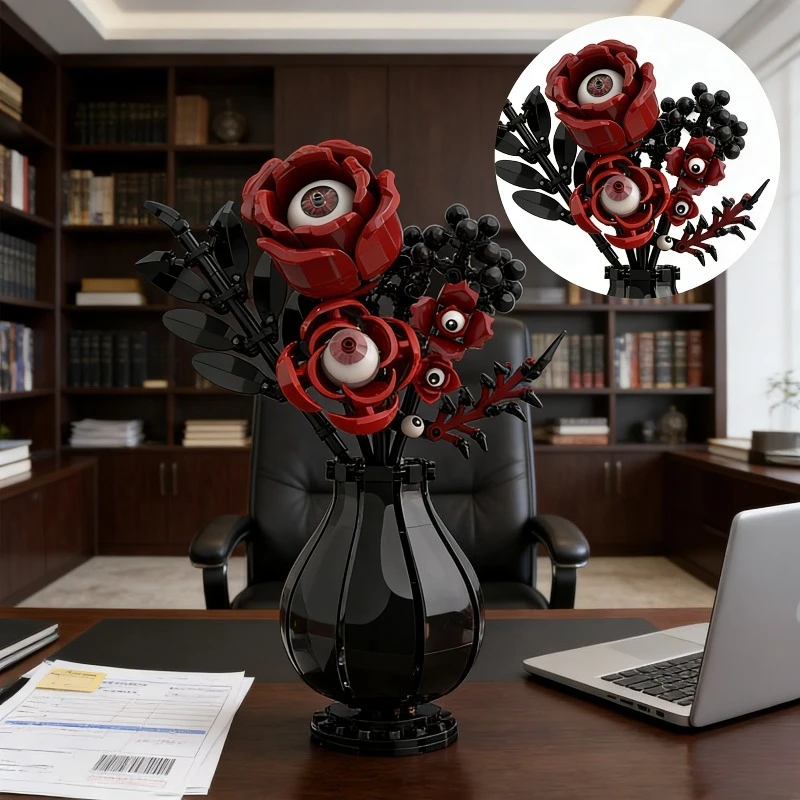 240PCS Gothic Eyeball Flower Building Kit - Fantasy Botanical Creature Model, Unique Decor & Gift for Teens & Adult Collectors