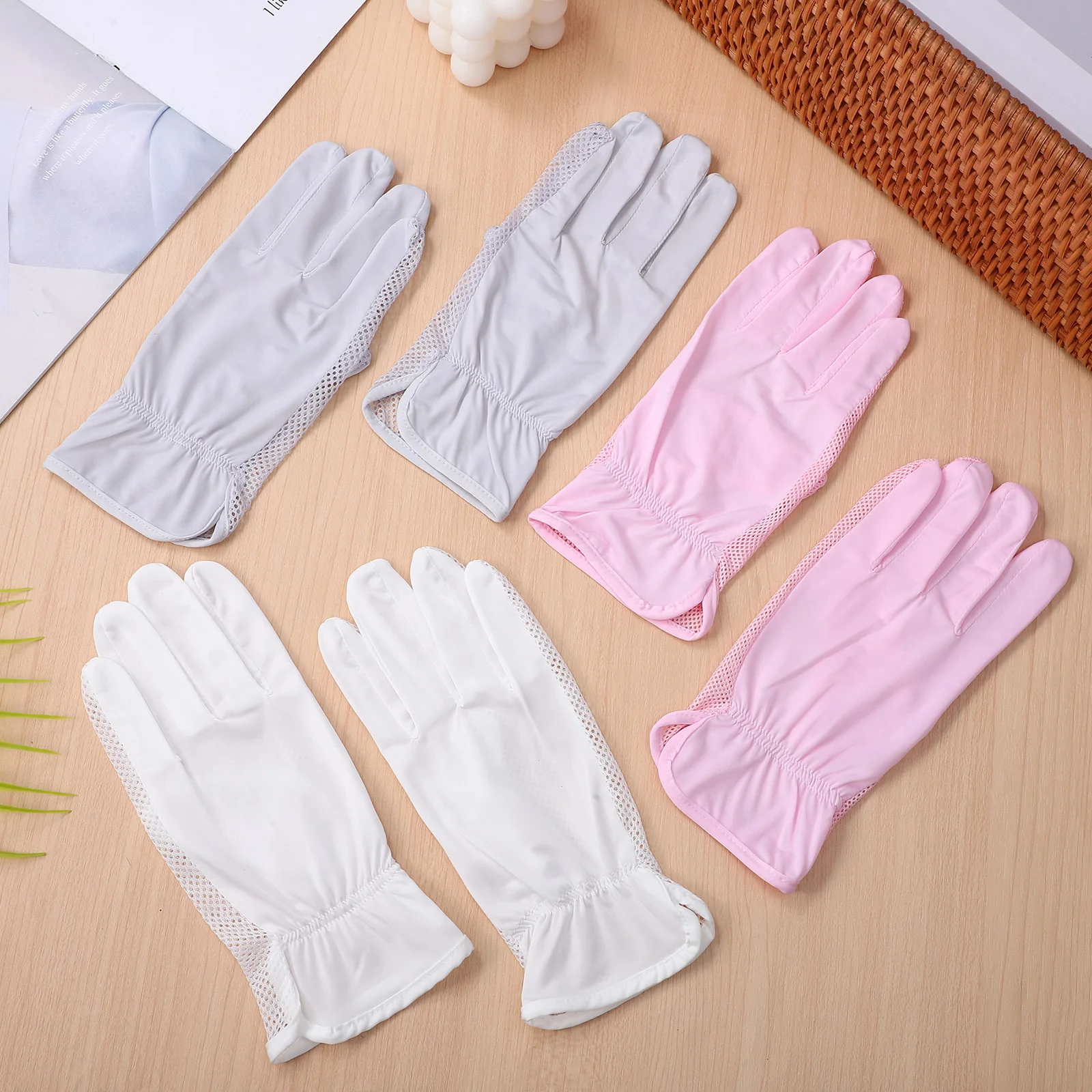 

3Pairs Women Sun Protection Gloves Summer Spring Full Finger Cooling Breathable Driving Touchscreen Outdoor Sports Gloves