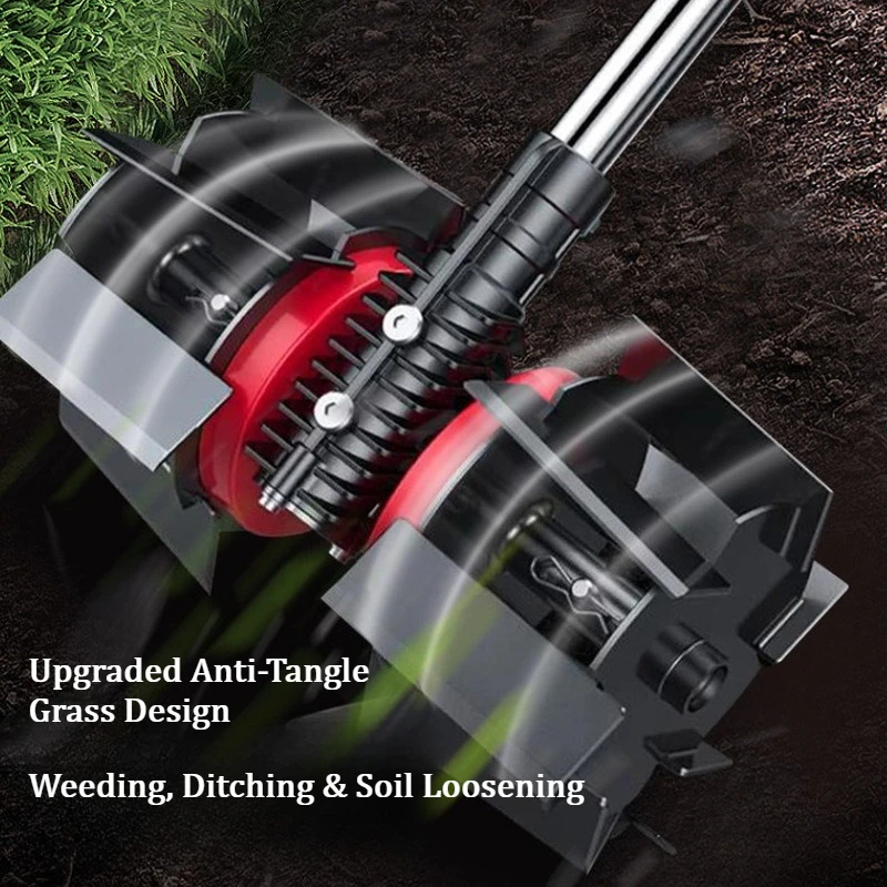 Universal Brush Cutter Parts, Anti‑tangle Gearbox, Weeding Loosening Ditching Tilling Wheels for Lawn Mower Trimmer