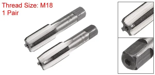 M18 x 1.25 Alloy Tool Steel Taper/Bottom Thread Taps Metric Hand Tap Set 1 Pair