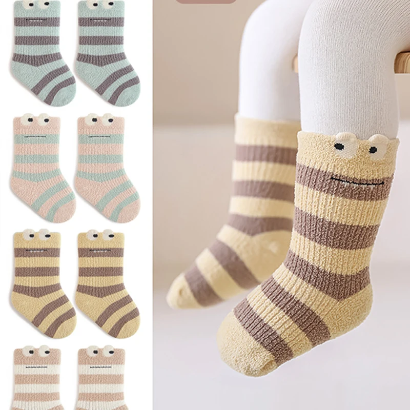 2025New Kids Soft Cotton Socks Korean Love Heart Flower Print Baby Girl Socks Autumn Winter Warm Children Tube Socks