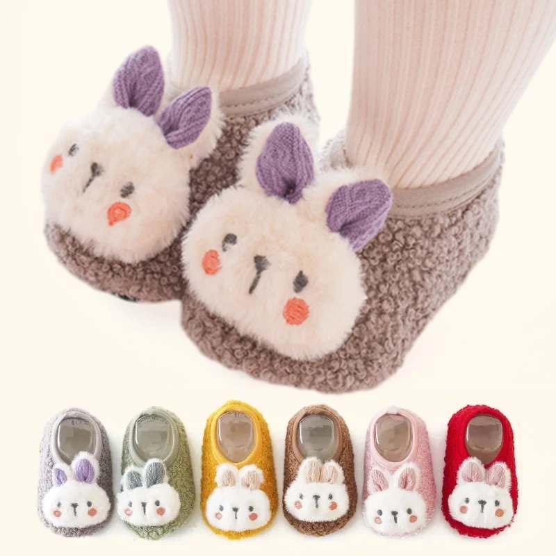 

Baby Floor Socks Non-slip Cute Rabbit Pattern Baby Toddler Sock Shoes with Soft Sole Newborn Warm Winter Infant Walking Shoe