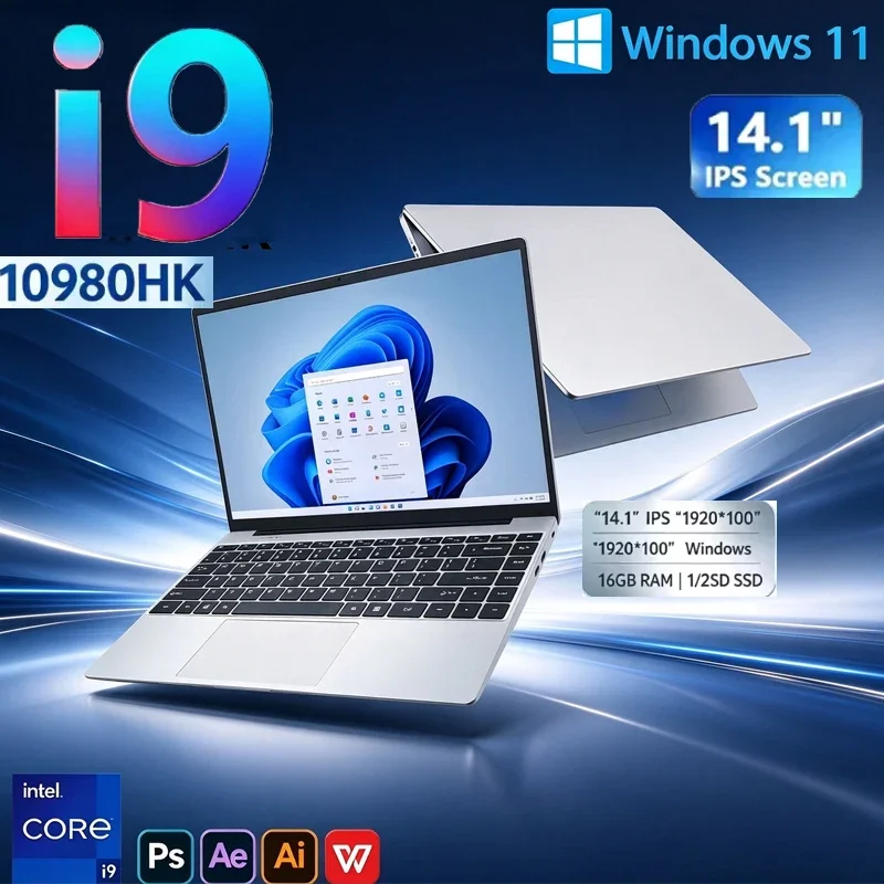 Laptop Intel i9-10980HK 14.1 Inch 2026 Slim Portable 16GB/32GB RAM Windows11 1/2TB Large SSD