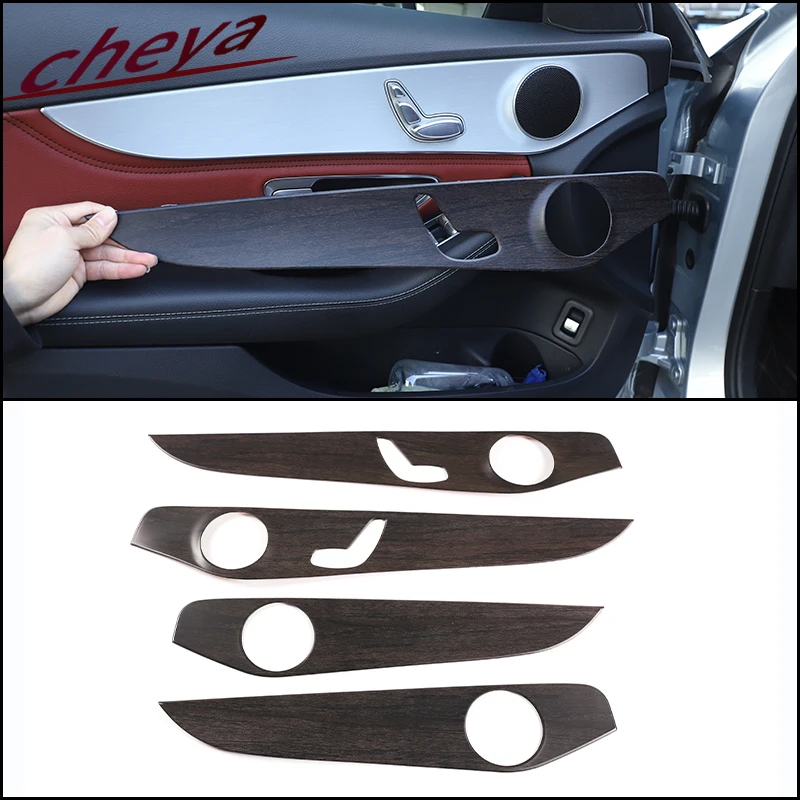 

For Mercedes-Benz C-Class GLC W205 C180 2015-2021 ABS Plastic Carbon Fiber Pattern Car Interior Door Decoration Panel Cover Trim