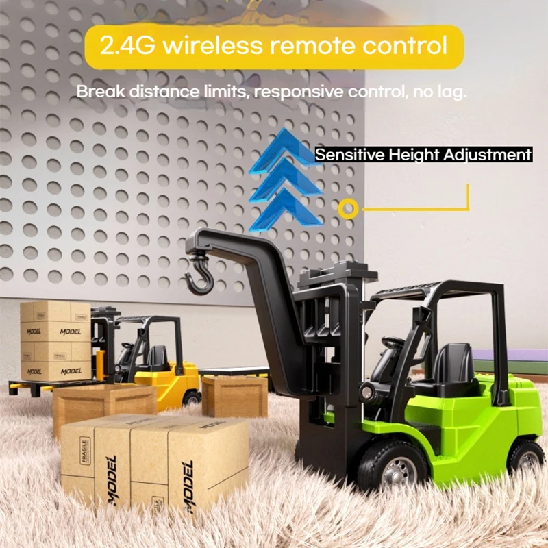 Novo 1/64 mini liga empilhadeira simulação de controle remoto veículo engenharia dupla controle remoto pode ser controlado pelo telefone móvel