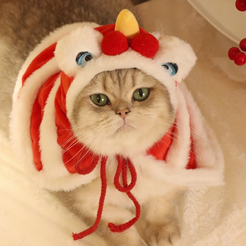 Latest Christmas Cat Wake up Lion Costume Pet Christmas Hat Cloak Lion Dance Costume Cloak Cloak Winter Christmas Gifts