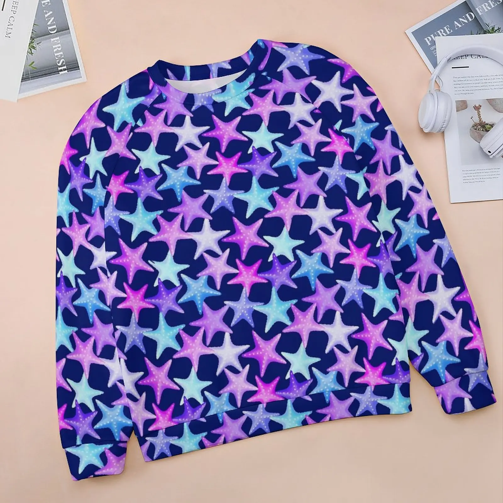 Pastel Starfish Hoodies Multicolor Animal Hip Hop Oversize Hoodie Woman Long Sleeve Aesthetic Design Casual Sweatshirts