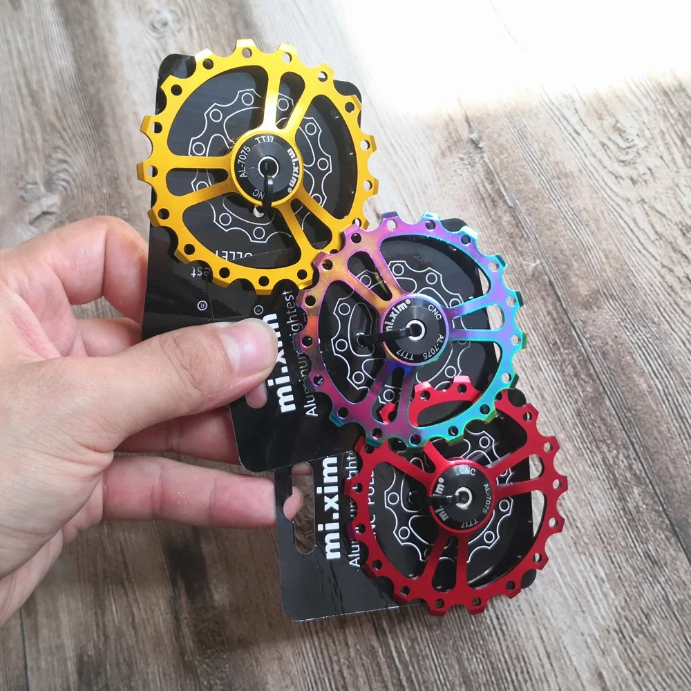 

2021 New MTB Road Bike Ceramic Pulley 7075 Aluminum Alloy Rear Derailleur 17T Guide wheel Ceramic Bearing Jockey Wheel