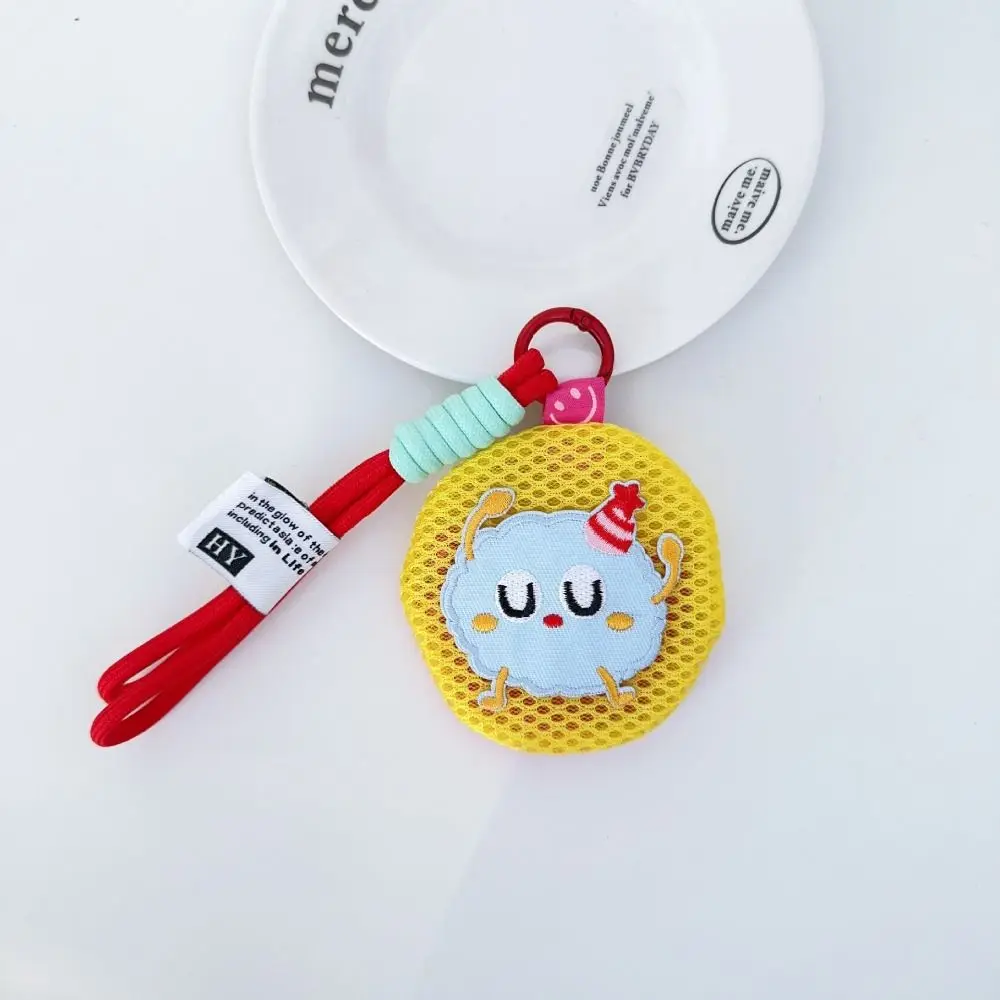 Portable Mini Mesh Pouch Keychain Breathable Round Children Anti-mosquito Bag with Handle Rope Cute Headphones Organizer Jewelry