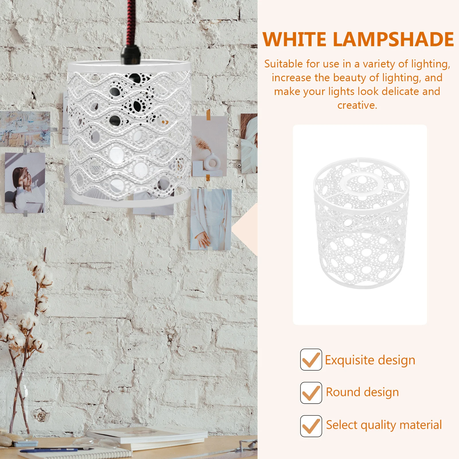

White Lampshade Durable Wrought Iron Creative Decorative Bedroom Living Room Table Lamp Cover Lighting Accessories