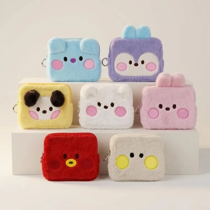 

Плюшевый кошелек для монет BT21, мультяшный чехол для ключей, милая сумочка для хранения наушников и косметики