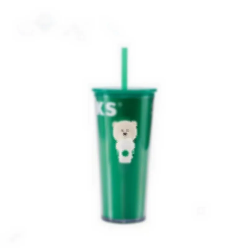 24 years new model lively green bear store manager straw cup 473ml