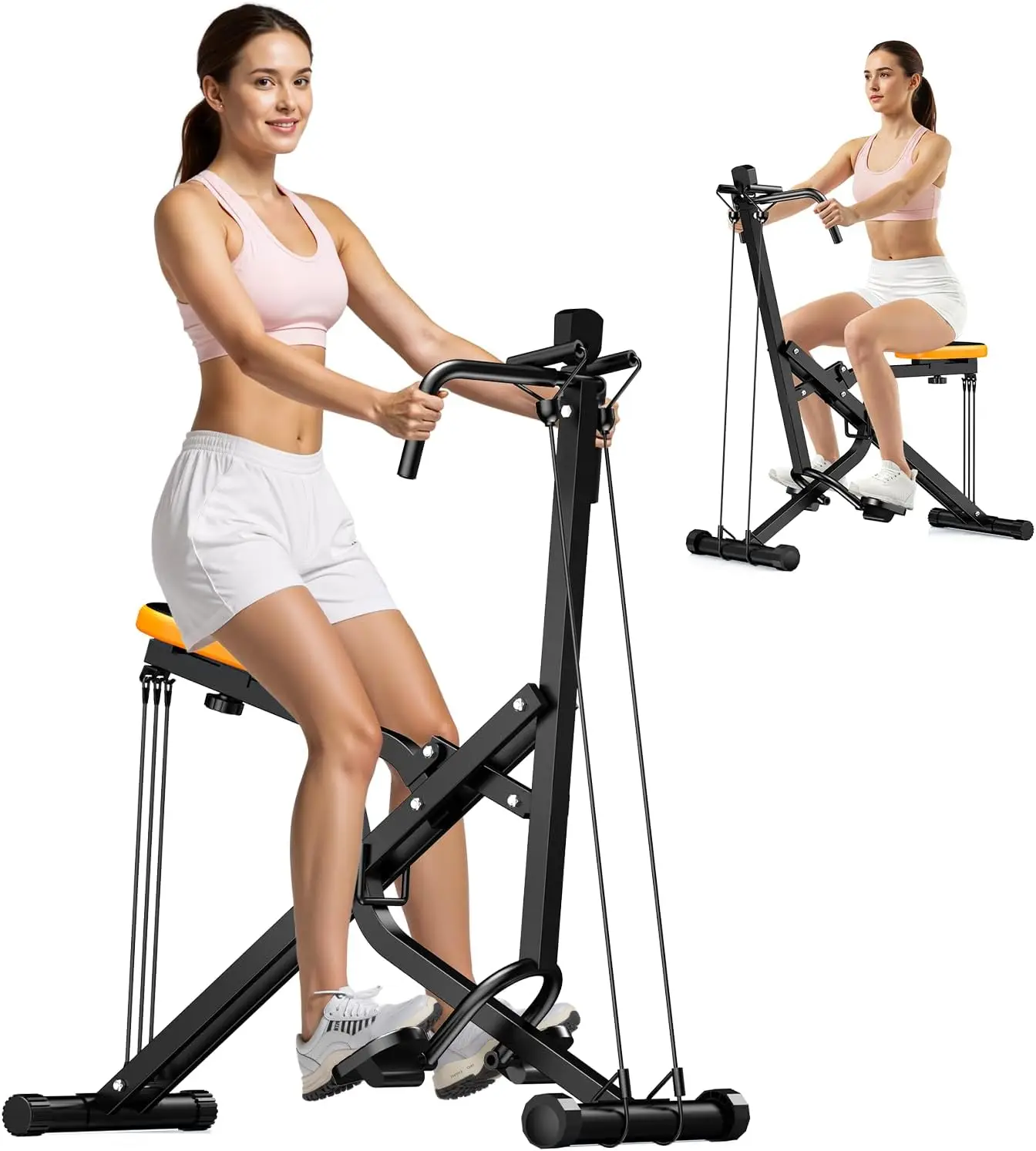 

Foldable Squat Rowing Machine for Home Gym, 3 Resistance Bands, LCD Monitor, 350 lbs Capacity
