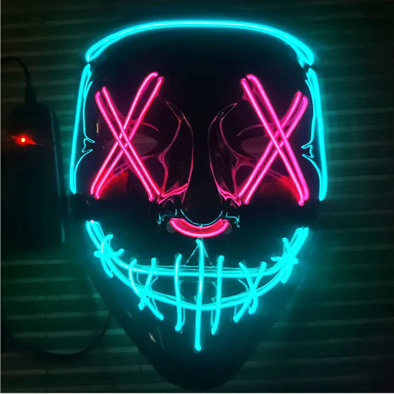 Z30 Halloween Mask Mixed Color Led Mask Party Masque Masquerade Masks Neon Maske Light Glow In The Dark Horror Mask Glowing Mask