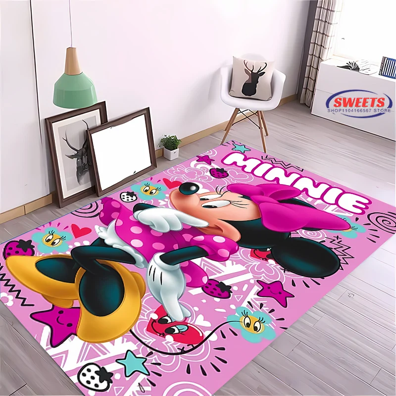 Cartoon Disney Carpet, Minnie Living Room Bedroom Bed Mat, Comfortable Non-slip Durable Rug, Modern Simple Style, Washable Rug