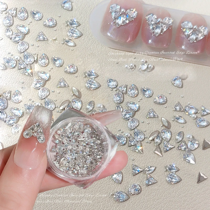 

1Box 3D Mini Zircon Nail Art Rhinestone Crystal Diamond Accessories Nail Charms Glitter Manicure Nails Decoration Supplies