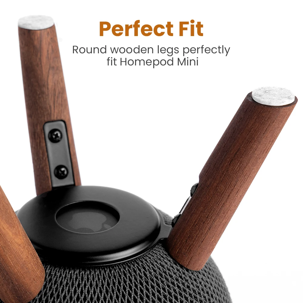 GGMM Real Wood Stand for HomePod Mini Speaker, Wooden Dock with Metal Frame Room Decoration Birthday Gift