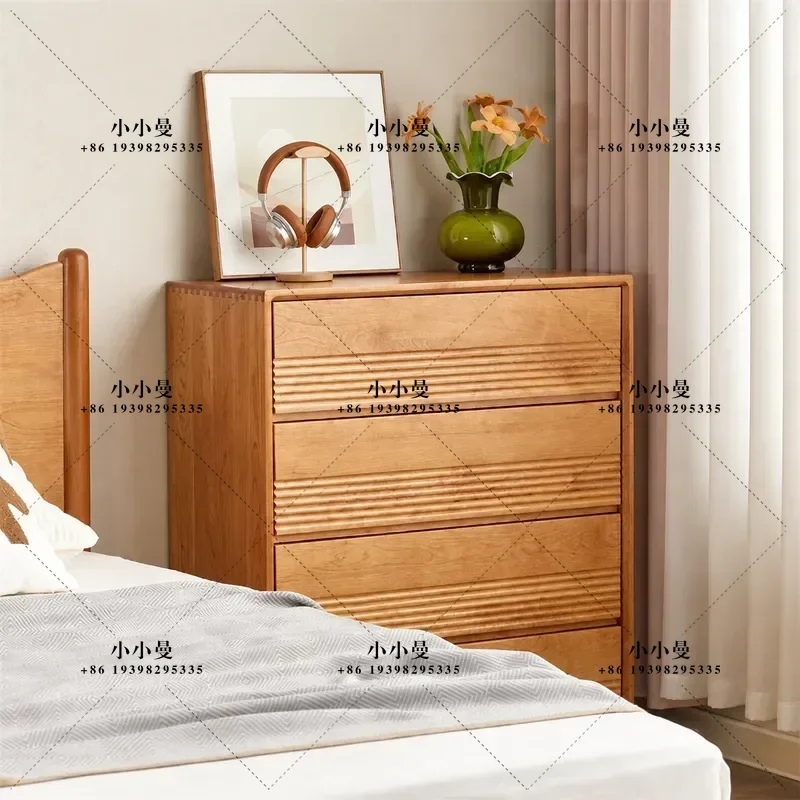 North American Black Walnut Solid Wood Chest Cabinet Nordic Cherry Wood TV Side Cabinet Modern Simple Living Room Storage