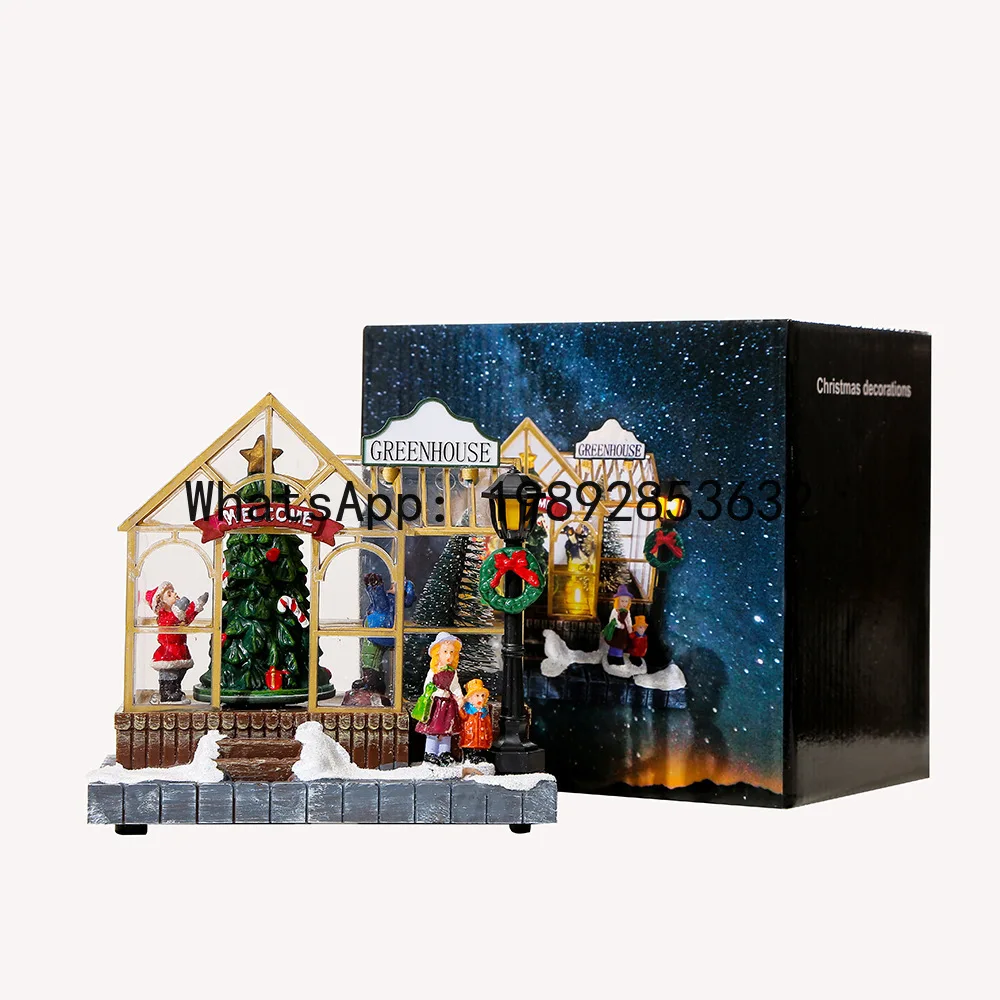 CZ Christmas Glowing Music House Christmas Gift Creative Desktop Ornament Decoration