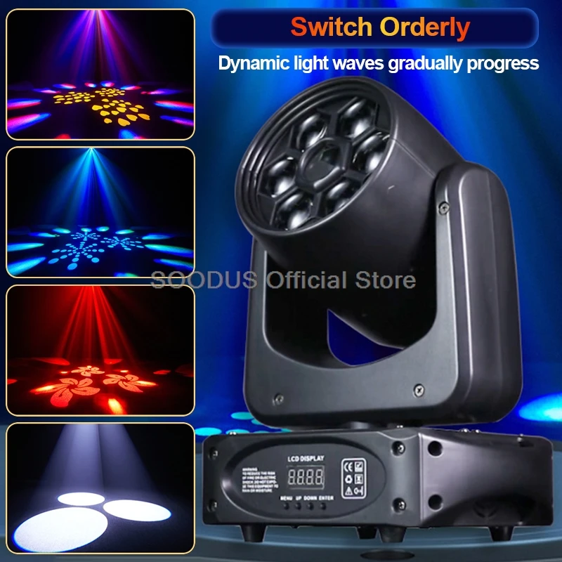 150W Shaking Head Led Light Bee Eye 540° Rotating Head Disco Strobe Light with DMX Control Digital Display Beam Light for DJ KTV