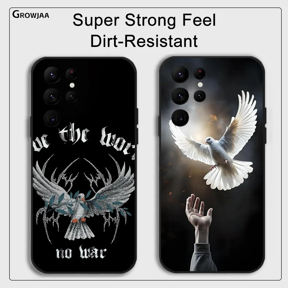 Retro Peace Dove Aesthetics Phone Case for Samsung Galaxy S24 Ultra S22 S23 Ultra S21 S20 5G Protective Silicone TPU Funda