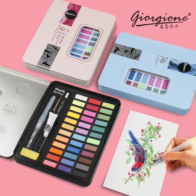 

36/48 Color Solid Watercolor Oil Painting Set, School Student Artist Professional Watercolor Powder Art Stationery Supplies