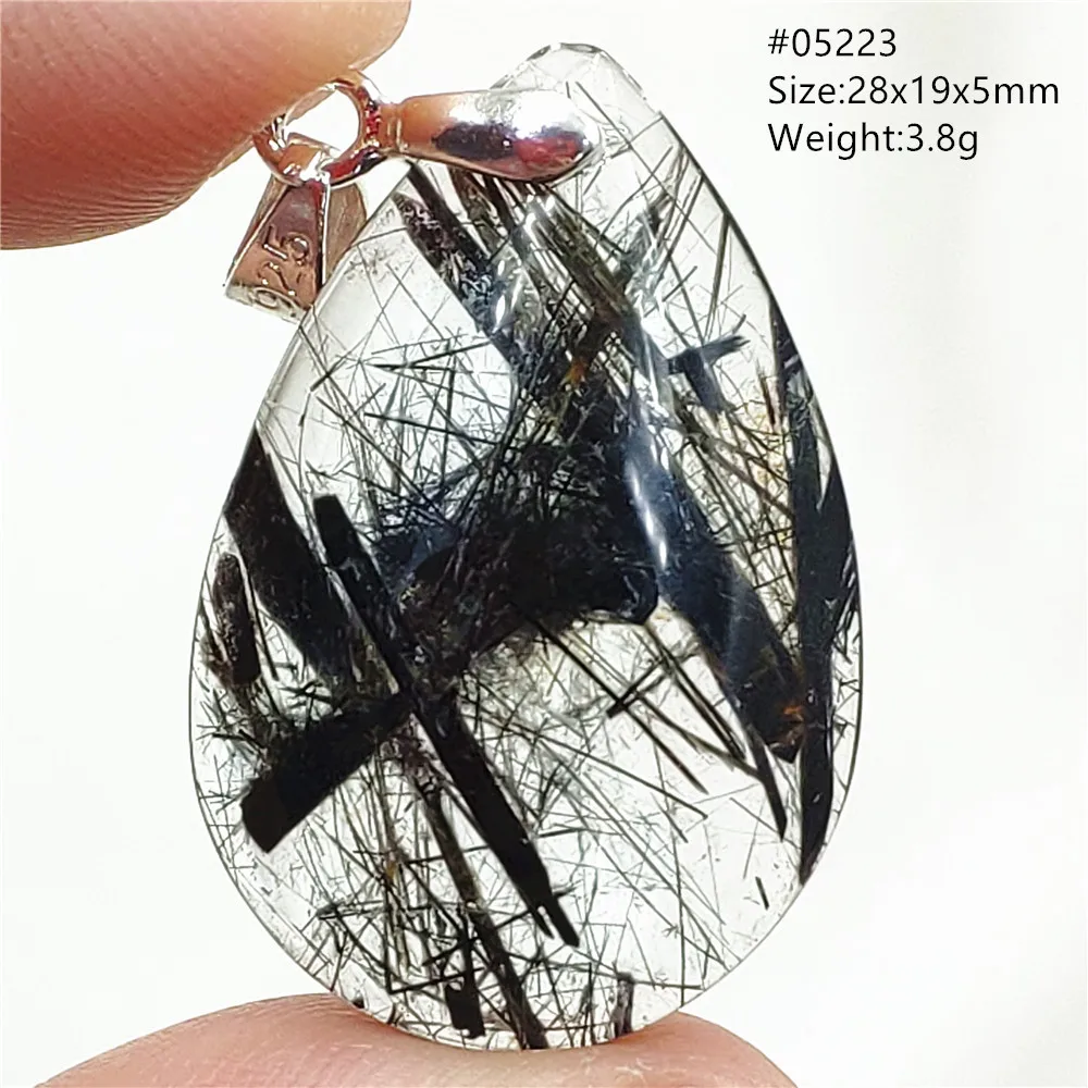 

Natural Black Rutilated Quartz Rectangle Pendant Jewelry Clear Beads Oval Clear Beads Crystal Wealthy Rutilated AAAAAA