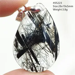 Natural Black Rutilated Quartz Rectangle Pendant Jewelry Clear Beads Oval Clear Beads Crystal Wealthy Rutilated AAAAAA